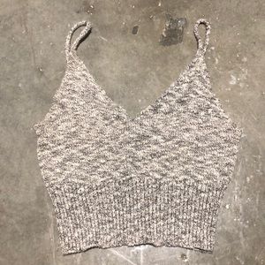 grey tank crop top, sweater material